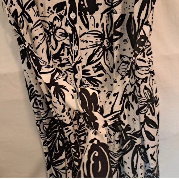 Anthropologie Kindred Womens‎ Plus 3X White/Black Floral Button Up Dress Belth - Picture 9 of 15